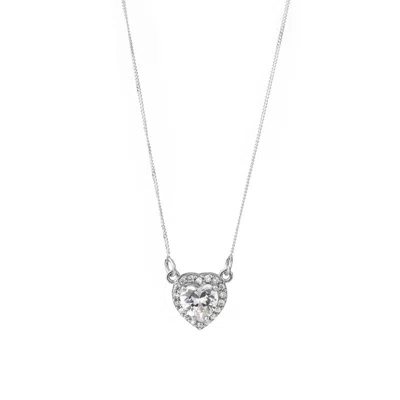 Chiarella Women's Silver / White Central Heart Necklace – White In Multi