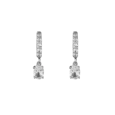 Chiarella Women's Silver / White Elegance Drop Earrings