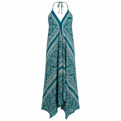 Chiarella Women's Toga Dress- Blue Print In Green