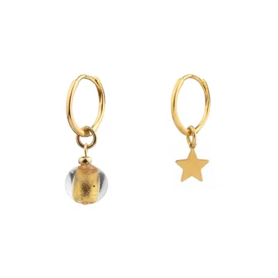 Chiarella Women's Yellow / Gold Murano Glow Hoop Earring- Golden Yellow