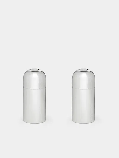 Chiarugi 1952 Silver-plated Brass Mini Salt And Pepper Mill (set Of 2)  Abask Gift Set In Grey
