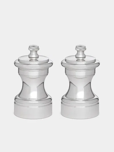 Chiarugi 1952 Silver-plated Brass Salt And Pepper Mill (set Of 2)  Abask Gift Set In Grey