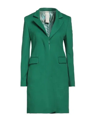 Chiarulli Woman Coat Green Size 8 Virgin Wool, Polyamide In Gray