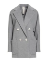 Chiarulli Woman Coat Grey Size 8 Virgin Wool, Polyamide In Gray