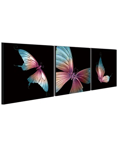 Chic Home Design Butterfly 3pc Set Wrapped Canvas Wall Art