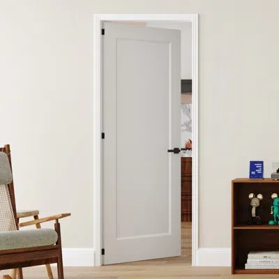Chic Mode 1 Panel Shaker Molded Hollow Core Interior Door Slab, Pre-finished Smooth Pure White Grain-free Surf