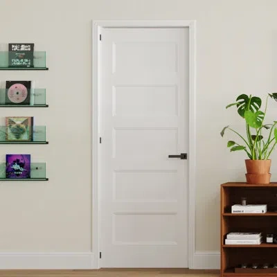 Chic Mode 5 Panel Shaker Molded Hollow Core Interior Door Slab, Pre-finished Smooth Pure White Grain-free Surf