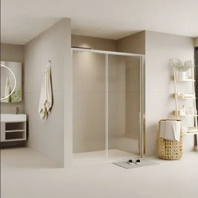 Chic Mode 56"-60" W X 76" H Single Sliding Frameless Shower Door Clear Tempered Glass, Stainless Steel Accesso