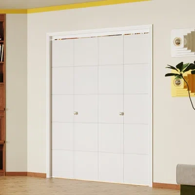 Chic Mode 5-lite Slab White Smooth Painted Bifold Closet Door With Solid Manufactured Wood Core Interior Door 