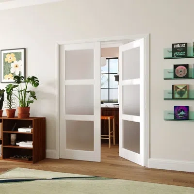 Chic Mode 60"x80" 80'' Solid + Manufactured Wood Without Installation Hardware Kit Slab Door In White