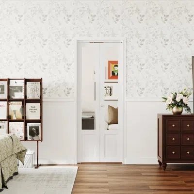 Chic Mode American-style White Mdf Bi-fold Interior Door – Folding Closet Door With Explosion-proof Mirror & H
