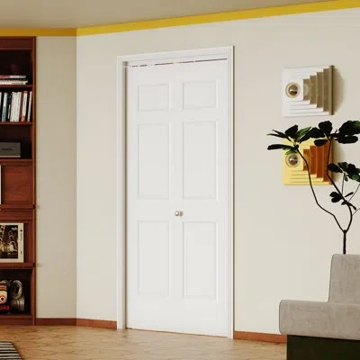 Chic Mode Bifold Door - White 6 Shape Design Solid + Manufactured Wood Finished Folding Interior Doors With Ha