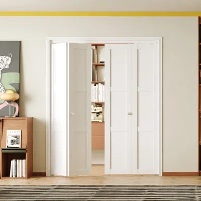 Chic Mode Bi-fold Doors, 3-lite Panel Closet Doors Folding Closet Doors With Hardware Kits, Mdf, White Multifo