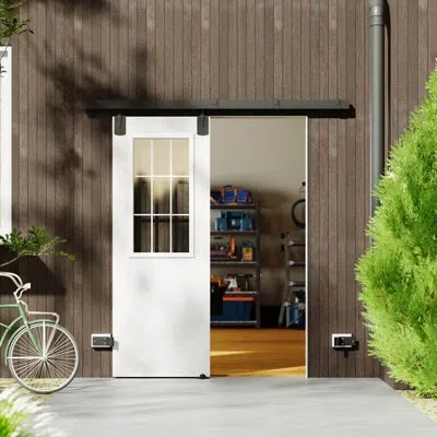Chic Mode Box Rail Exterior Barn Door, Heavy Duty Sliding Barn Door Hardware In Natural;frosted