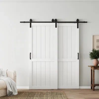 Chic Mode Bypass Barn Doors - Modern Design Mdf Bypass Barn Door Sliding Closet Door With Hardware Kit,2 Panel In White
