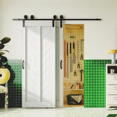 Chic Mode Bypass Barn Doors - Modern V- Shape Design Bypass Barn Door - Sliding Closet Door With Hardware Kit In White