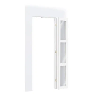 Chic Mode Compack 180 Degrees - White 3 Lite Clear Glassed Design Bi-fold Door Hardware Kit, Folding Door Hard