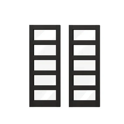 Chic Mode Door Slab 3 Lite Clear Glass Design Manufacture Wood Black Primed Interior Franch Doors Slab (no Hin