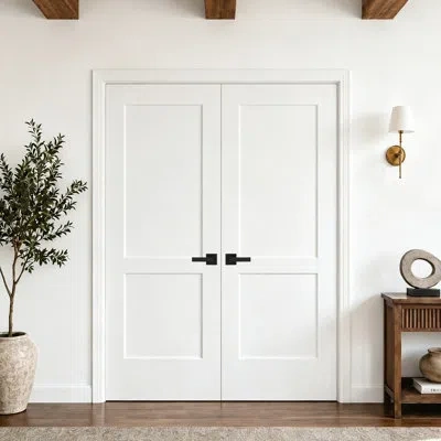 Chic Mode Double 2-panel Shaker Style Interior Door With White Frame Prehung-style Mdf & Solid Wood Door Set W