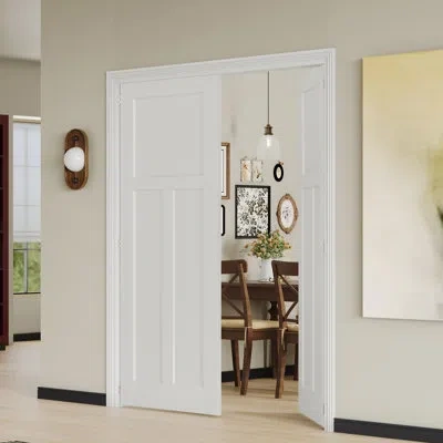 Chic Mode Double Door Set - T Shape Mdf White Interior Doors With Adjustable Dual Door Frame And Pre-mounted H