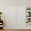 Chic Mode Double Interior 2-lite Panel Manufacture Solid Wood Design Door Slab With Jamb Solid Core Panel Preh In White