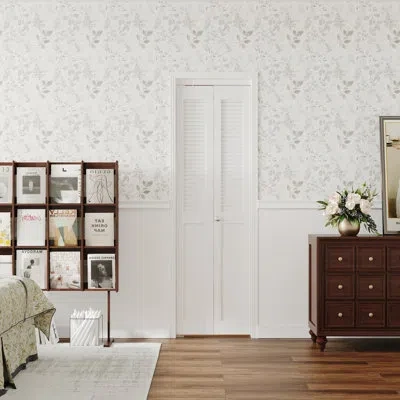 Chic Mode Half Louvered Bi-fold Door, Fits 80" Standard Openings, White Folding Closet Door With Hardware Kit,