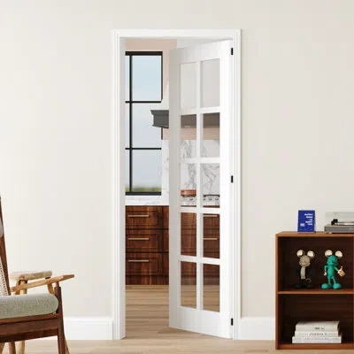 Chic Mode Interior 10 Panel Clear Glass Design Door Slab With Jamb Solid Core Panel Prehung Pantry Door With Q In White