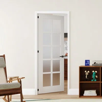 Chic Mode Interior 10 Panel Frosted Glass Design Door Slab With Jamb Solid Core Panel Prehung Pantry Door With In White