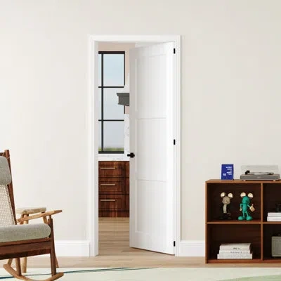 Chic Mode Interior 3-lite Panel Manufacture Solid Wood Design Door Slab With Jamb Solid Core Panel Prehung Pan In White