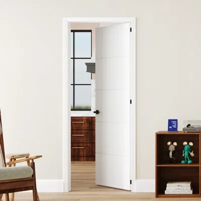 Chic Mode Interior 4-lite Primed Solid Wood Design Door Slab With Jamb Solid Core Panel Prehung Pantry Door Wi In White