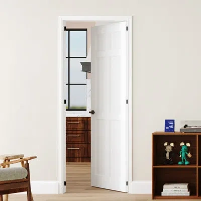 Chic Mode Interior 6 Panel  Wood Design Door Slab With Jamb Solid Core Panel Prehung Pantry Door With Quick As In White