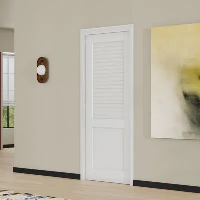 Chic Mode Interior Door Slab With Matching Adjustable Frame – Louvered Top & Solid Panel White Mdf & Solid Woo