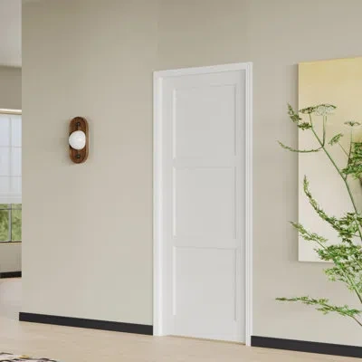 Chic Mode Interior Door Slab With Matching Frame – 3-panel Shaker Style Mdf Pantry Door, Paint-ready Finish Wi In White