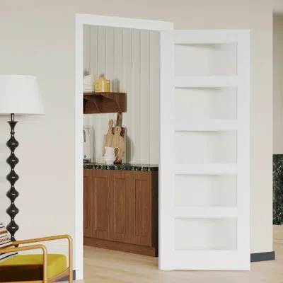 Chic Mode Interior Door Slab With Matching Frame – 5 Lite Clear Glass White Mdf Interior Door For Bright Livin