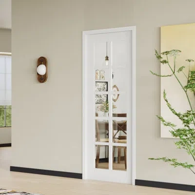 Chic Mode Interior Door Slab With Matching Frame - Prehung 10 Lite Clear Transparent Glass White Mdf Interior 
