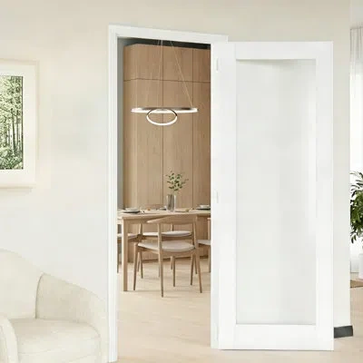 Chic Mode Interior Door Slab With Matching Frame White 1-lite Frosted Glass Interior Door In Solid Manufacture