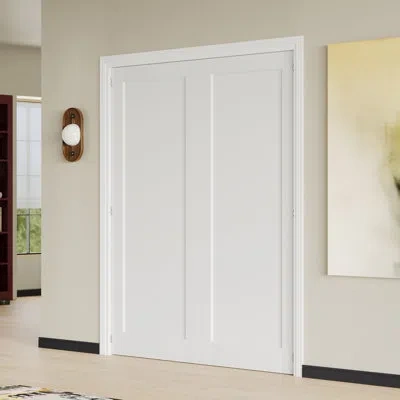 Chic Mode Interior Double Door Slab With Matching Frame - 1-panel Shaker Style White Mdf Interior Pantry Door
