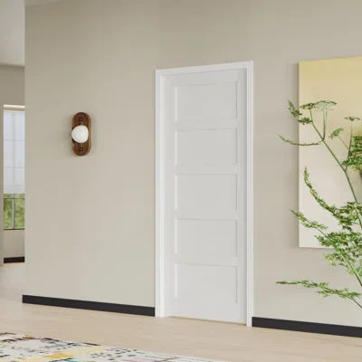 Chic Mode Interior Double Door Slab With Matching Frame – 5-panel Shaker Style White Mdf Interior Pantry Door