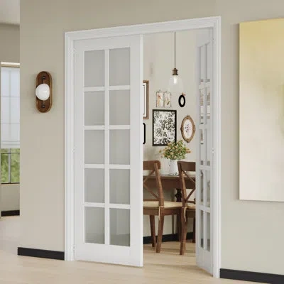 Chic Mode Interior Double Door Slabs With Matching Frame White 10 Lite Frosted Glass Mdf Interior Double Frenc