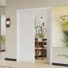 Chic Mode Interior Double Pantry Door With Frame - 5 Panel White Solid Core Mdf Prehung Door Set With Hardware In White