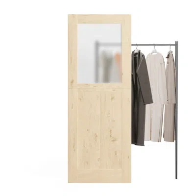Chic Mode Interior Dutch Door Half Frosted Glass Split Single Door Slab, Modern Style Farmhouse Closet Door, N In Green