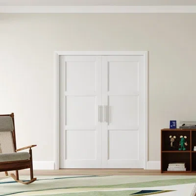 Chic Mode Interior French Doors Modern Closet Door Manufacture Wood Pantry Door Primed With Adjustable Ball Ca In White