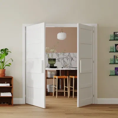 Chic Mode Interior French Doors Modern Closet Door Manufacture Wood Pantry Door Primed With Adjustable Ball Ca In White