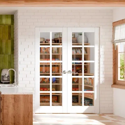 Chic Mode Interior Pantry French Doors - 1-lite Frosted Standard Door Slab Prefinished Pine Solid Core Doors W In White
