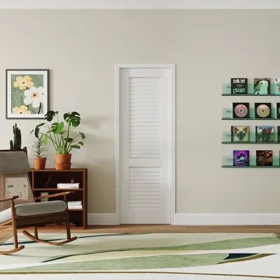 Chic Mode Interior Pantry French Doors - White Louvers Design Standard Door Slab Prefinished Solid Core Doors 