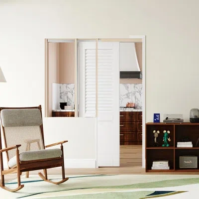 Chic Mode Interior Pocket Doors - Half Panel Louver Design Standard Door Slab Prefinished Solid Core Doors Wit In White