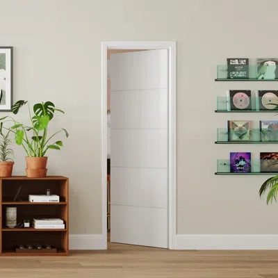 Chic Mode Modern Flush Design With Premium Finish - 5-lite Slab White Smooth Painted Solid Manufactured Wood C