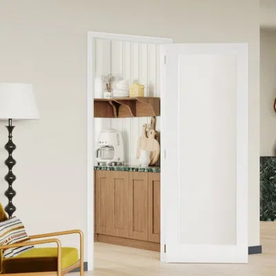 Chic Mode Modern Pantry Interior Door With Mirror Panel - White Mdf Prehung Design With Matching Frame