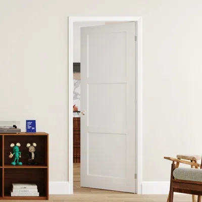 Chic Mode Modern Style 3 Lite Panel Design Double Prehung French Interior Door, Trimable Frame, White Solid & 
