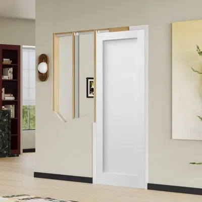 Chic Mode Pocket Door Frame Kit For 2×4 Stud Walls - Soft Close Sliding Hardware System With White 1-panel Sol